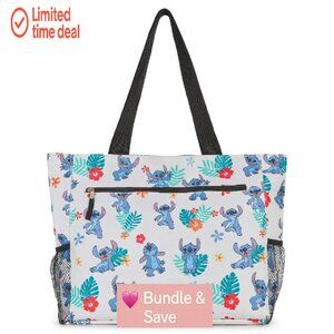 Large Nylon Tote Bag with Zipper Compartments and Mesh Pockets